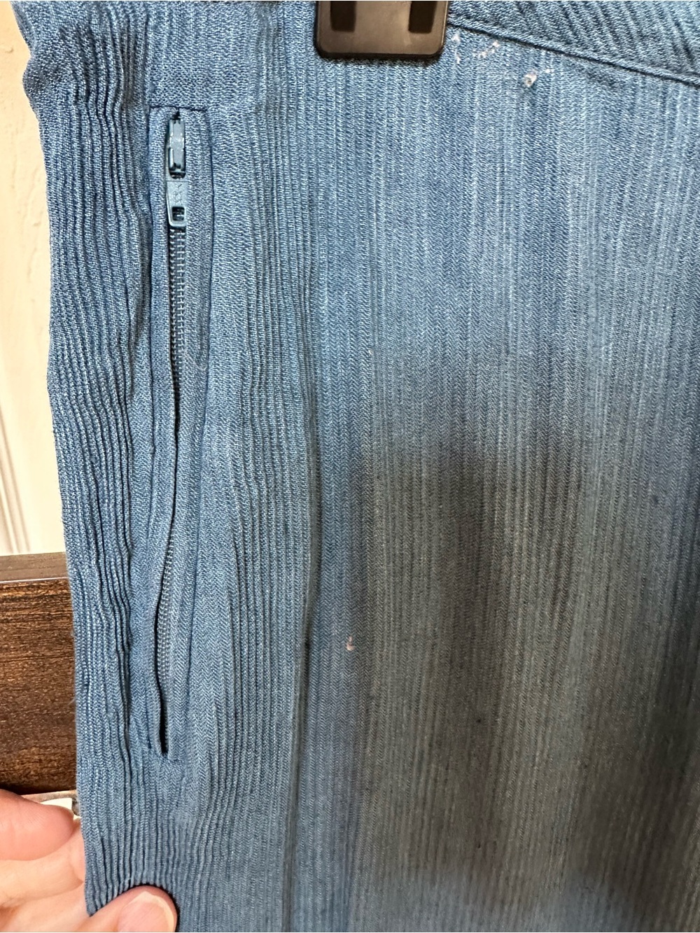 Ellen Tracy Linen Blend Wide-Leg Drawstring Pants in Denim Blue - Picture 5 of 9